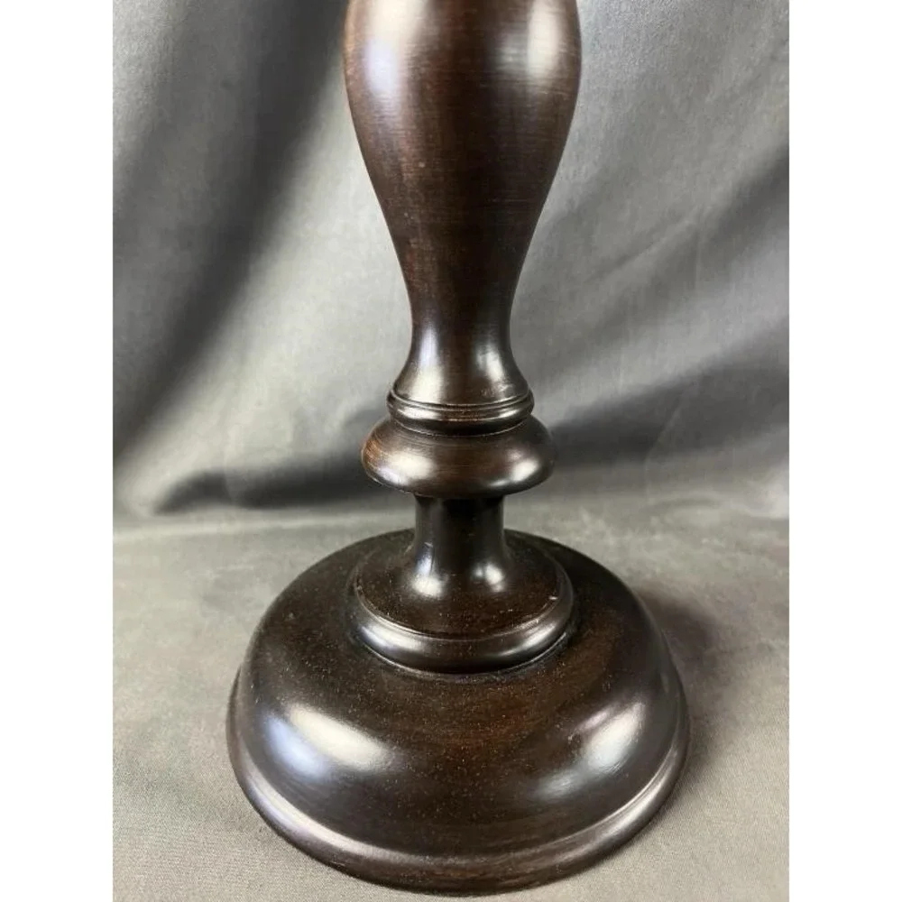 Pottery Barn Turned Wood Candle Holder Mahogany Taper Pillar 16